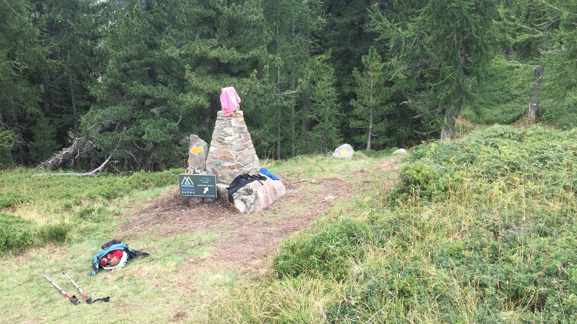 bivio per nuovo sentiero del rifugio barma 